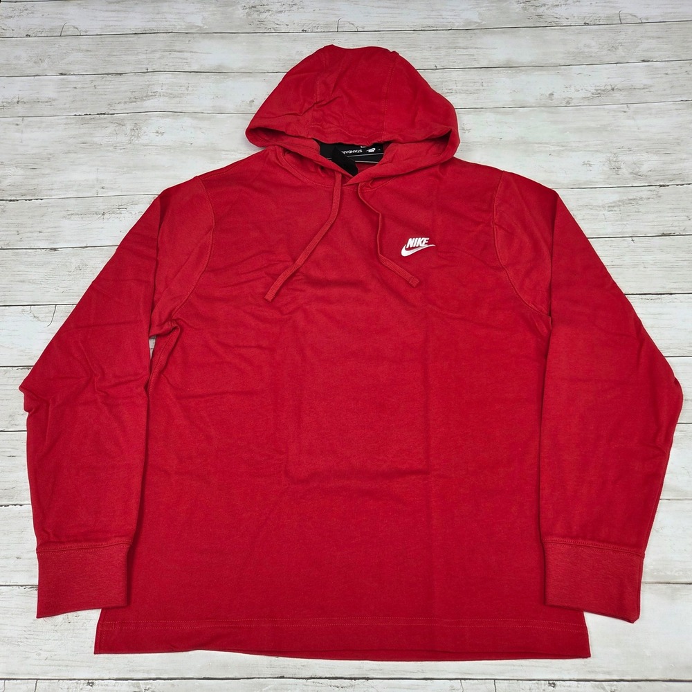 Nike Hooded Shirt Men Small Red BV2749-657 Long Sleeve Jersey Cotton Hoodie